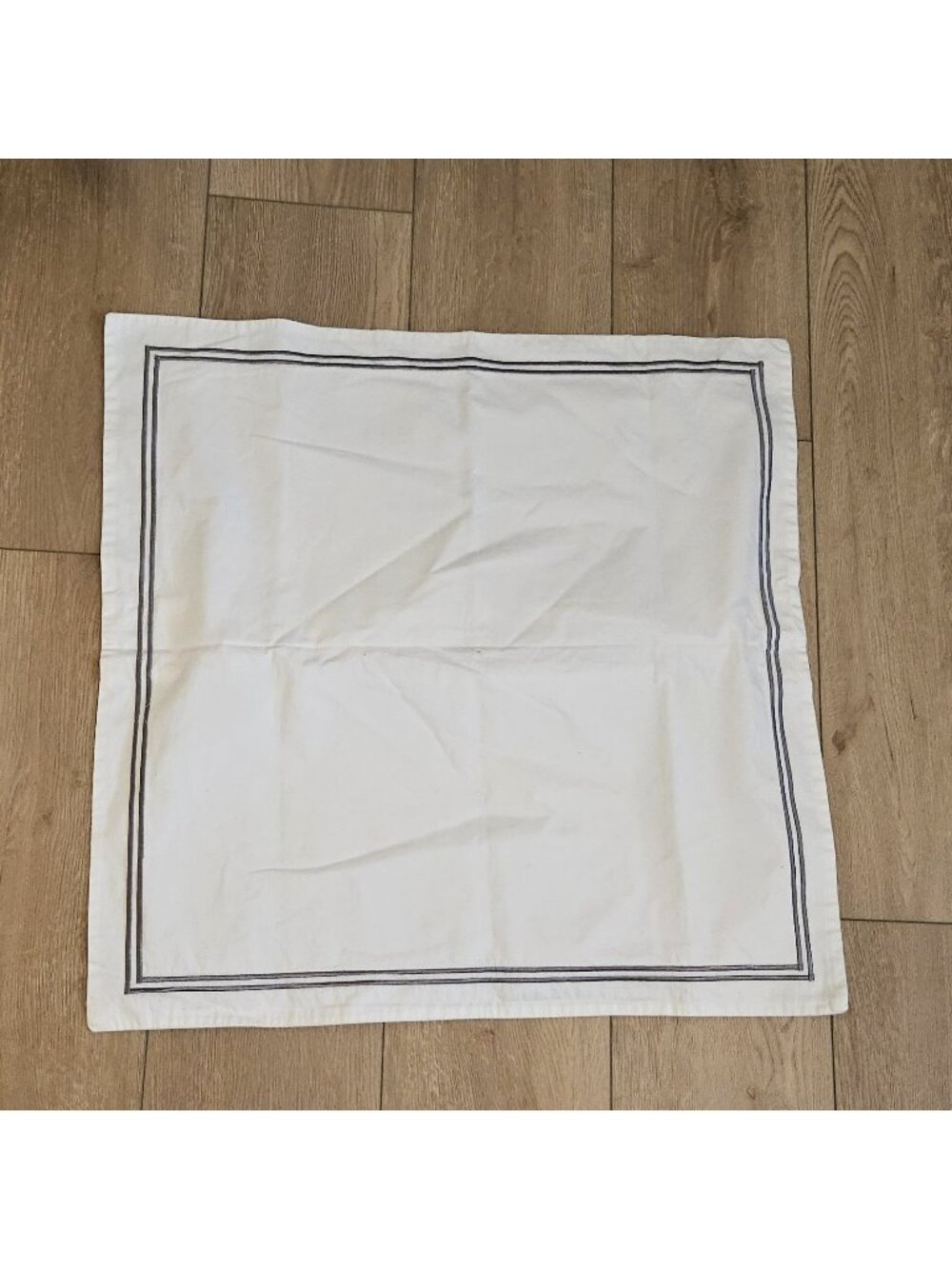 Pinzon White Cotton 26" Square Euro Pillow Sham Silver Gray Embroidered Trim